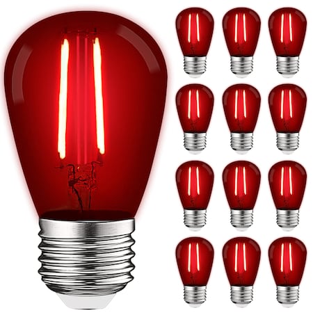 Luxrite S14 LED Edison Red Light Bulbs 0.5W Colored Bulb for String Lights E26 Base, 12PK LR21730-12PK